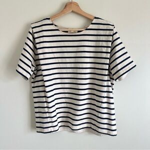 Sézane Size XL Paxton Mariner Top. Striped ecru and navy. 100% cotton Sezane